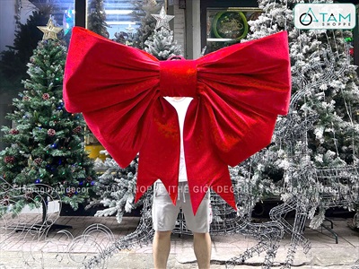 [Order 3 - 4 ngày] Nơ đỏ vải nhung xịn 4 cánh cỡ lớn [Đứng form - Nhiều cỡ] PK-NO-10